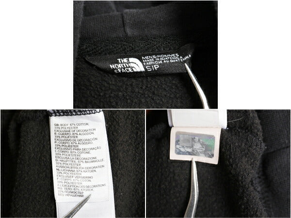 ノースフェイス プリント スウェット フード パーカー メンズ S 古着 The North Face プルオーバー 裏起毛 トレーナー アウトドア 薄手 黒