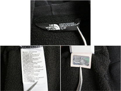 ノースフェイス プリント スウェット フード パーカー メンズ S 古着 The North Face プルオーバー 裏起毛 トレーナー アウトドア 薄手 黒