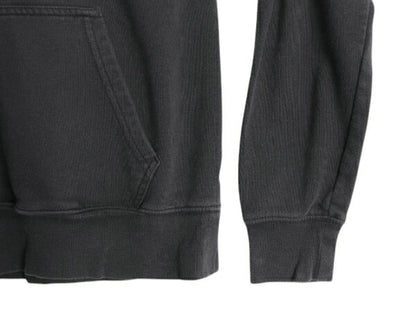 ノースフェイス プリント スウェット フード パーカー メンズ S 古着 The North Face プルオーバー 裏起毛 トレーナー アウトドア 薄手 黒