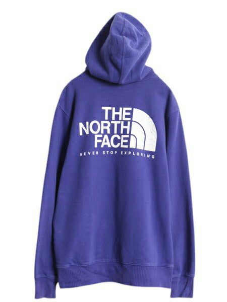 ノースフェイス 両面 プリント スウェット フード パーカー メンズ М / The North Face アウトドア トレーナー プルオーバー 薄手 青 紫