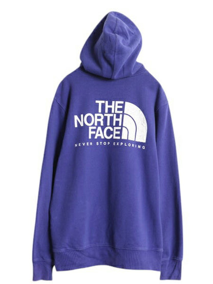 ノースフェイス 両面 プリント スウェット フード パーカー メンズ М / The North Face アウトドア トレーナー プルオーバー 薄手 青 紫