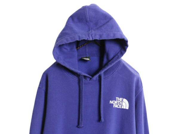 ノースフェイス 両面 プリント スウェット フード パーカー メンズ М / The North Face アウトドア トレーナー プルオーバー 薄手 青 紫
