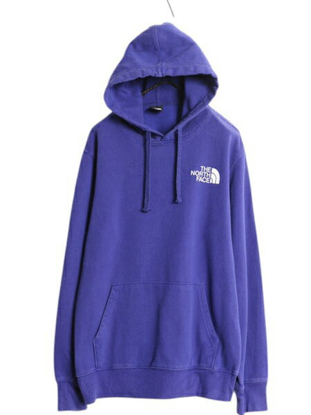 ノースフェイス 両面 プリント スウェット フード パーカー メンズ М / The North Face アウトドア トレーナー プルオーバー 薄手 青 紫