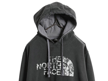 ノースフェイス プリント スウェット フード パーカー メンズ L The North Face プルオーバー トレーナー 裏起毛 グラフィック ツートン 黒
