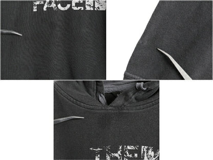 ノースフェイス プリント スウェット フード パーカー メンズ L The North Face プルオーバー トレーナー 裏起毛 グラフィック ツートン 黒