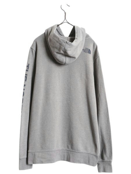 ノースフェイス ベア イラスト プリント スウェット フード パーカー メンズ L / 古着 The North Face プルオーバー 裏起毛 アウトドア 灰