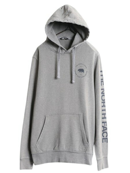 ノースフェイス ベア イラスト プリント スウェット フード パーカー メンズ L / 古着 The North Face プルオーバー 裏起毛 アウトドア 灰