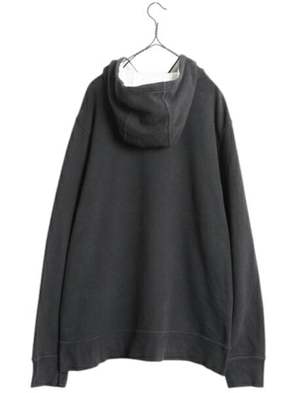 US企画 ノースフェイス プリント スウェット フード パーカー メンズ XL 黒 古着 The North Face プルオーバー トレーナー 裏起毛 ツートン