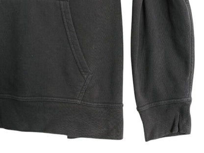 US企画 ノースフェイス プリント スウェット フード パーカー メンズ XL 黒 古着 The North Face プルオーバー トレーナー 裏起毛 ツートン