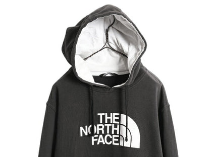 US企画 ノースフェイス プリント スウェット フード パーカー メンズ XL 黒 古着 The North Face プルオーバー トレーナー 裏起毛 ツートン