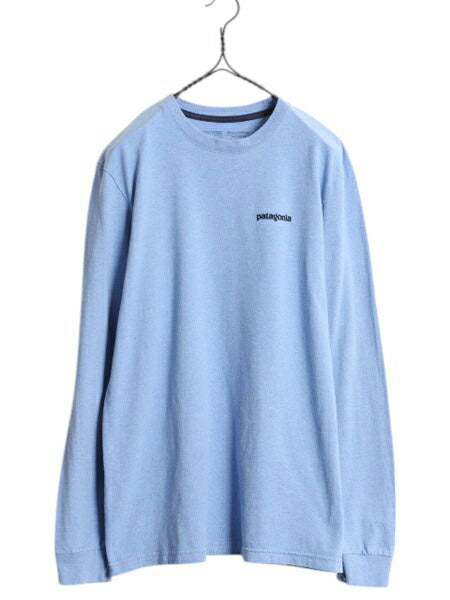 パタゴニア 両面 プリント 長袖 Tシャツ メンズ S / 古着 19年製 Patagonia アウトドア ロンT ロングスリーブ ロゴT P6 バックプリント 青