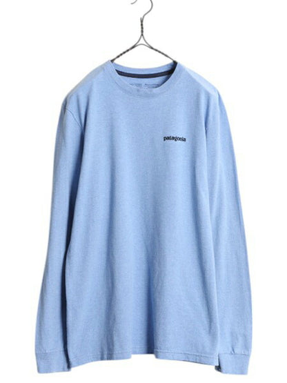 パタゴニア 両面 プリント 長袖 Tシャツ メンズ S / 古着 19年製 Patagonia アウトドア ロンT ロングスリーブ ロゴT P6 バックプリント 青