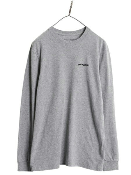 パタゴニア 両面 プリント 長袖 Tシャツ メンズ S / 古着 18年製 Patagonia アウトドア ロンT ロングスリーブ ロゴT P6 バックプリント 灰