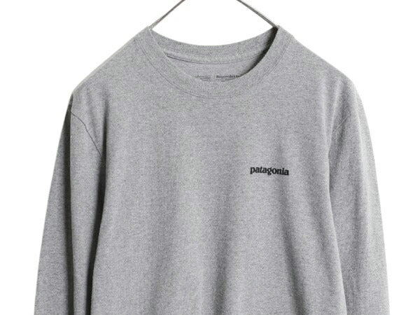 パタゴニア 両面 プリント 長袖 Tシャツ メンズ S / 古着 18年製 Patagonia アウトドア ロンT ロングスリーブ ロゴT P6 バックプリント 灰