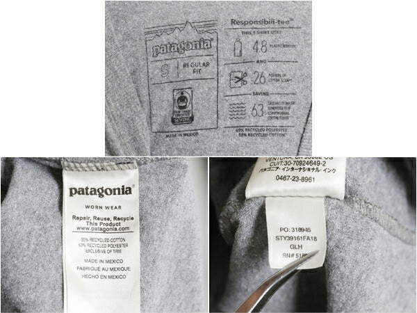パタゴニア 両面 プリント 長袖 Tシャツ メンズ S / 古着 18年製 Patagonia アウトドア ロンT ロングスリーブ ロゴT P6 バックプリント 灰