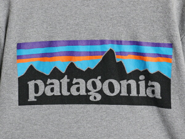 パタゴニア 両面 プリント 長袖 Tシャツ メンズ S / 古着 18年製 Patagonia アウトドア ロンT ロングスリーブ ロゴT P6 バックプリント 灰