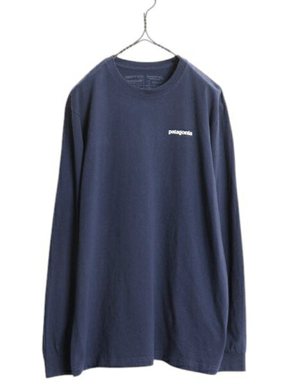 パタゴニア 両面 プリント 長袖 Tシャツ メンズ М / 古着 18年製 Patagonia アウトドア ロンT ロングスリーブ ロゴT P6 バックプリント 紺