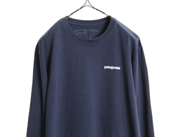 パタゴニア 両面 プリント 長袖 Tシャツ メンズ М / 古着 18年製 Patagonia アウトドア ロンT ロングスリーブ ロゴT P6 バックプリント 紺