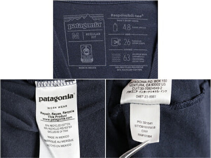パタゴニア 両面 プリント 長袖 Tシャツ メンズ М / 古着 18年製 Patagonia アウトドア ロンT ロングスリーブ ロゴT P6 バックプリント 紺