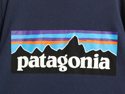 パタゴニア 両面 プリント 長袖 Tシャツ メンズ М / 古着 18年製 Patagonia アウトドア ロンT ロングスリーブ ロゴT P6 バックプリント 紺