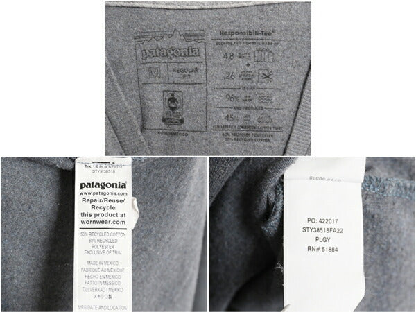 パタゴニア 両面 プリント 長袖 Tシャツ メンズ M / 古着 22年製 Patagonia アウトドア ロンT ロングスリーブ ロゴT P6 バックプリント 灰