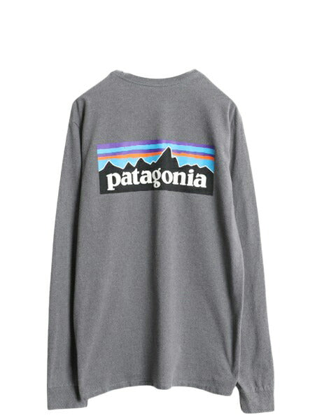 パタゴニア 両面 プリント 長袖 Tシャツ メンズ M / 古着 22年製 Patagonia アウトドア ロンT ロングスリーブ ロゴT P6 バックプリント 灰