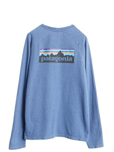パタゴニア ロゴ 両面 プリント ライトウェイト スウェット メンズ L 古着 18年製 Patagonia 長袖 Tシャツ ロンT P-6 バックプリント 薄手