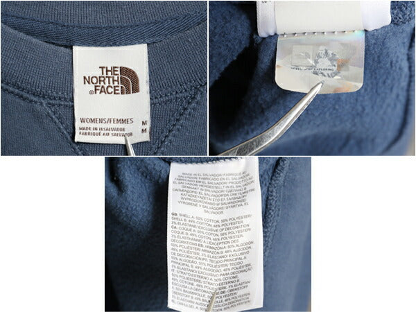 US企画 ノースフェイス クルーネック スウェット レディース M 古着 The North Face 裏起毛 アウトドア ワンポイント トレーナー 薄手 前V