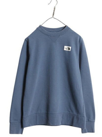 US企画 ノースフェイス クルーネック スウェット レディース M 古着 The North Face 裏起毛 アウトドア ワンポイント トレーナー 薄手 前V