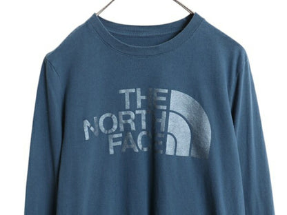 ノースフェイス プリント 長袖 Tシャツ レディース S The North Face アウトドア ロンT ロングスリーブ クルーネック カットソー ネイビー