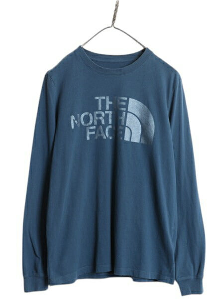 ノースフェイス プリント 長袖 Tシャツ レディース S The North Face アウトドア ロンT ロングスリーブ クルーネック カットソー ネイビー