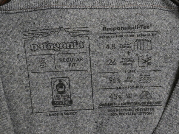 パタゴニア 両面 プリント 長袖 Tシャツ レディース S / 古着 Patagonia アウトドア ロンT ロングスリーブ ロゴT P6 バックプリント グレー