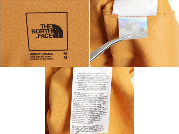 ノースフェイス プリント 長袖 Tシャツ メンズ M / The North Face  アウトドア ロンT ロングスリーブ クルーネック オレンジ ワンポイント