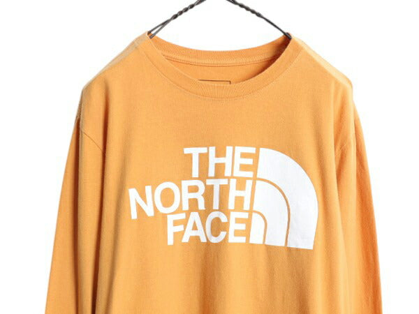ノースフェイス プリント 長袖 Tシャツ メンズ M / The North Face  アウトドア ロンT ロングスリーブ クルーネック オレンジ ワンポイント