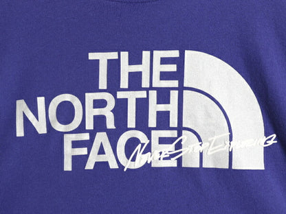 ノースフェイス プリント 長袖 Tシャツ メンズ XL 古着 The North Face  アウトドア ロンT ロングスリーブ クルーネック 袖プリント 青 紫