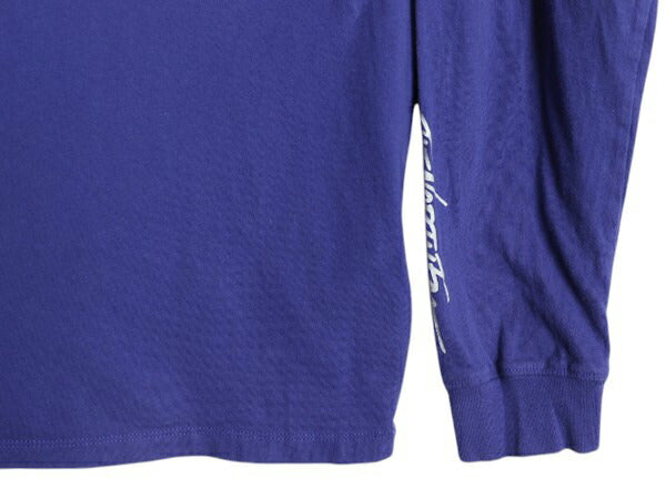 ノースフェイス プリント 長袖 Tシャツ メンズ XL 古着 The North Face  アウトドア ロンT ロングスリーブ クルーネック 袖プリント 青 紫