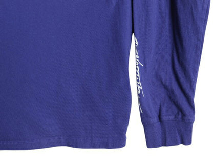 ノースフェイス プリント 長袖 Tシャツ メンズ XL 古着 The North Face  アウトドア ロンT ロングスリーブ クルーネック 袖プリント 青 紫