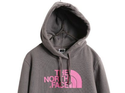 ノースフェイス プリント スウェット フード パーカー レディース М / 古着 The North Face プルオーバー 裏起毛 トレーナー スエット 灰