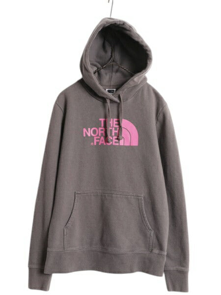 ノースフェイス プリント スウェット フード パーカー レディース М / 古着 The North Face プルオーバー 裏起毛 トレーナー スエット 灰