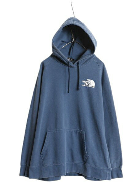 ノースフェイス 両面 プリント スウェット フード パーカー レディース XXL / The North Face アウトドア トレーナー プルオーバー 薄手 青