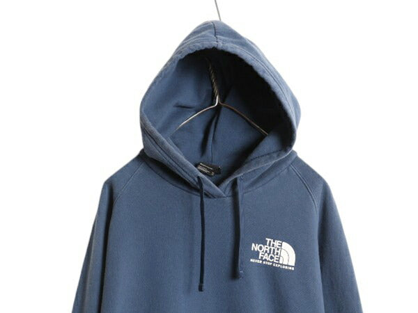 ノースフェイス 両面 プリント スウェット フード パーカー レディース XXL / The North Face アウトドア トレーナー プルオーバー 薄手 青