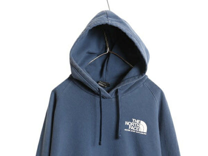 ノースフェイス 両面 プリント スウェット フード パーカー レディース XXL / The North Face アウトドア トレーナー プルオーバー 薄手 青