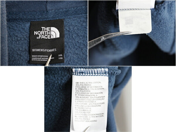 ノースフェイス 両面 プリント スウェット フード パーカー レディース XXL / The North Face アウトドア トレーナー プルオーバー 薄手 青