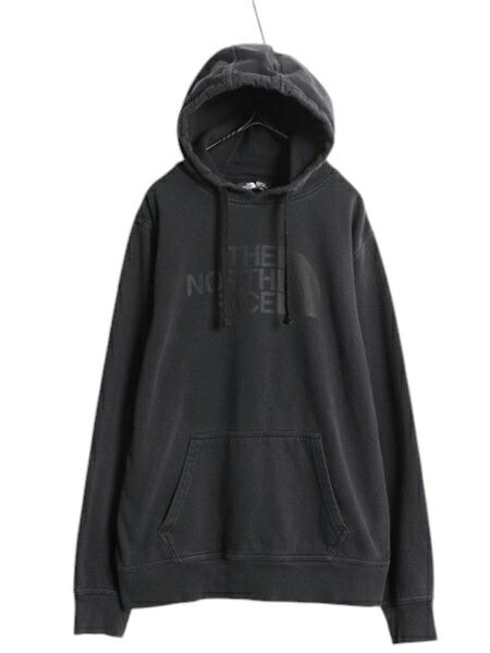 ノースフェイス プリント スウェット フード パーカー メンズ М The North Face 裏起毛 トレーナー プルオーバー アウトドア ブラック 黒