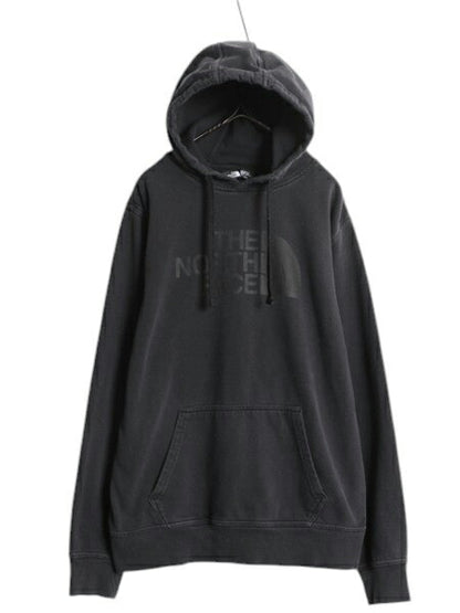 ノースフェイス プリント スウェット フード パーカー メンズ М The North Face 裏起毛 トレーナー プルオーバー アウトドア ブラック 黒