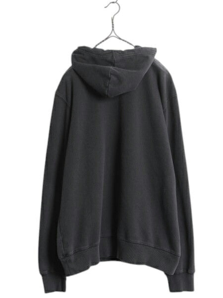 ノースフェイス プリント スウェット フード パーカー メンズ L 古着 The North Face 裏起毛 プルオーバー トレーナー アウトドア ブラック