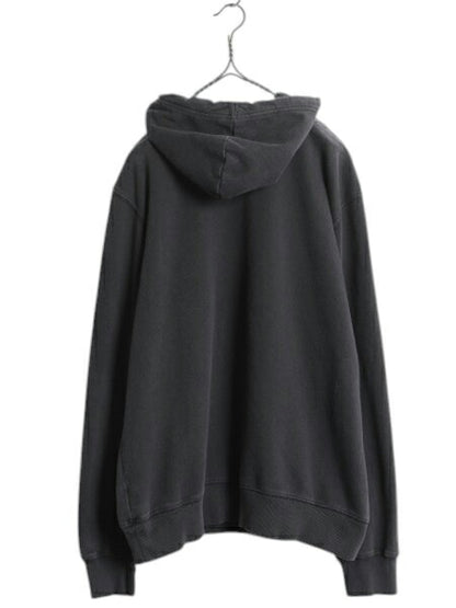 ノースフェイス プリント スウェット フード パーカー メンズ L 古着 The North Face 裏起毛 プルオーバー トレーナー アウトドア ブラック
