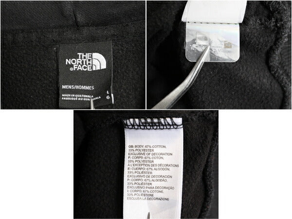 ノースフェイス プリント スウェット フード パーカー メンズ L 古着 The North Face 裏起毛 プルオーバー トレーナー アウトドア ブラック