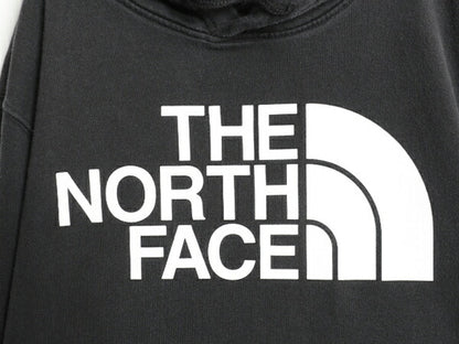 ノースフェイス プリント スウェット フード パーカー メンズ L 古着 The North Face 裏起毛 プルオーバー トレーナー アウトドア ブラック
