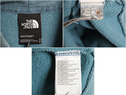 ノースフェイス プリント スウェット フード パーカー メンズ L The North Face 裏起毛 プルオーバー トレーナー アウトドア ライト ブルー
